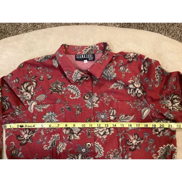 Vintage Signature by Jerrell button front shirt, floral print, size large - Picture 5 of 10